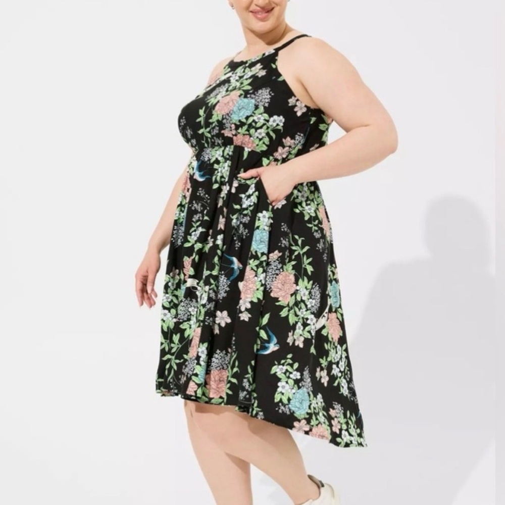 Torrid Black Floral High Low Dress